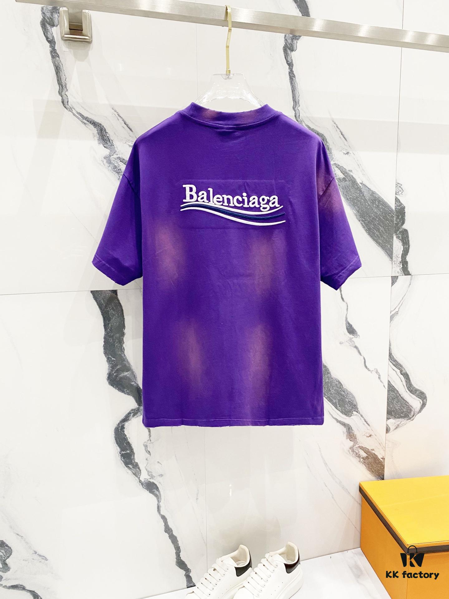 BALENCIAGA 320g Washed Short-Sleeve T-Shirt with Wavy Coke Embroidery and Logo Design