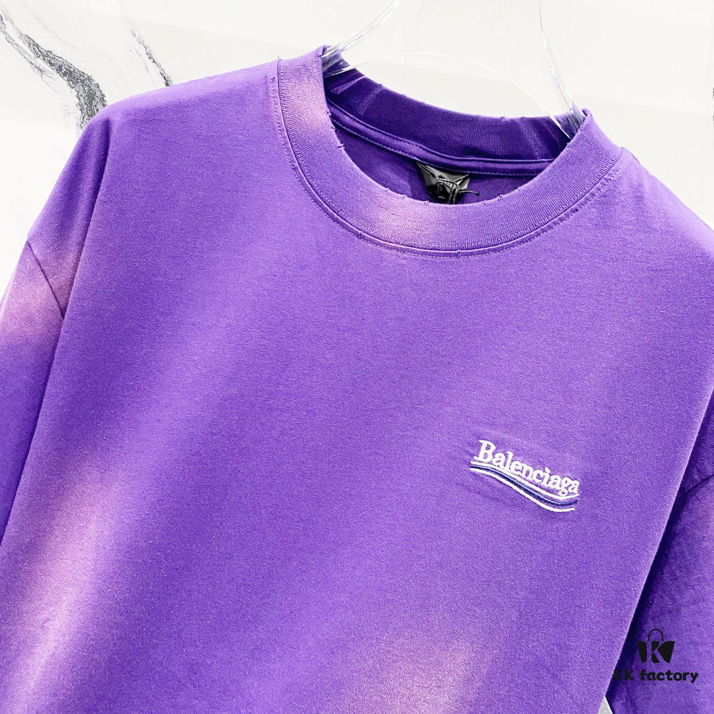 BALENCIAGA 320g Washed Short-Sleeve T-Shirt with Wavy Coke Embroidery and Logo Design