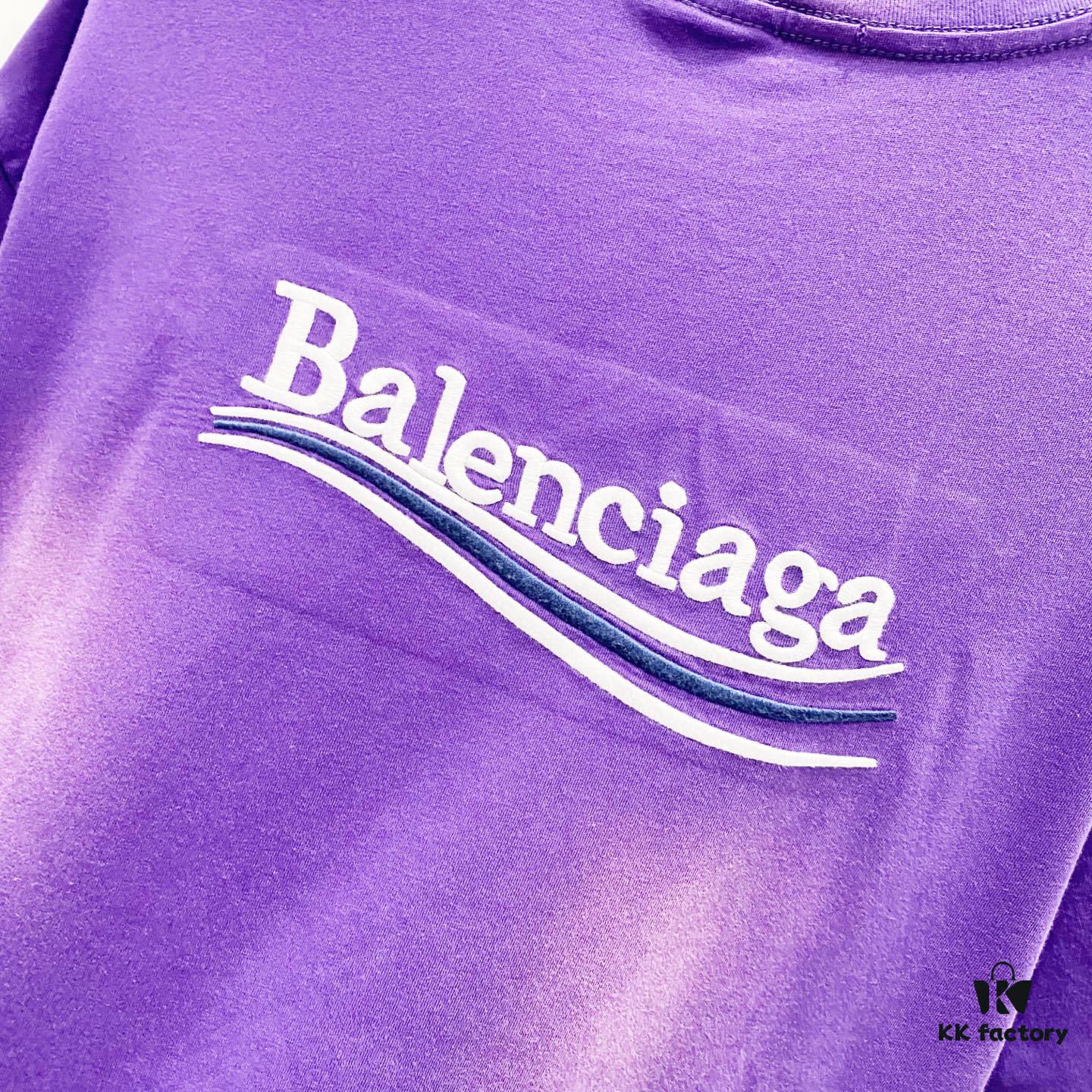 BALENCIAGA 320g Washed Short-Sleeve T-Shirt with Wavy Coke Embroidery and Logo Design