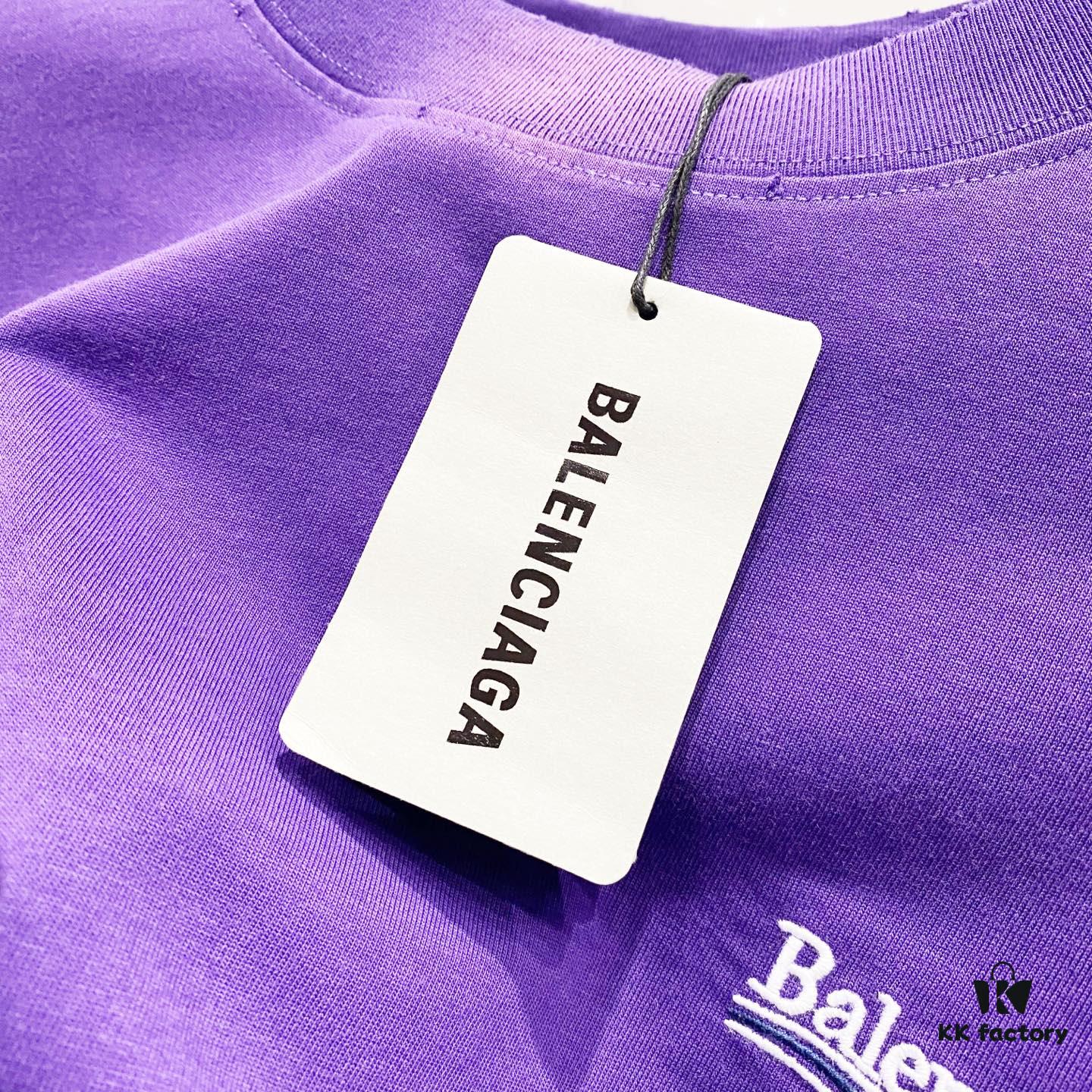 BALENCIAGA 320g Washed Short-Sleeve T-Shirt with Wavy Coke Embroidery and Logo Design