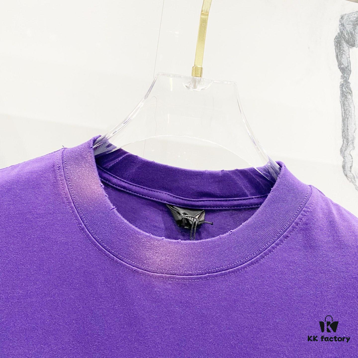 BALENCIAGA 320g Washed Short-Sleeve T-Shirt with Wavy Coke Embroidery and Logo Design