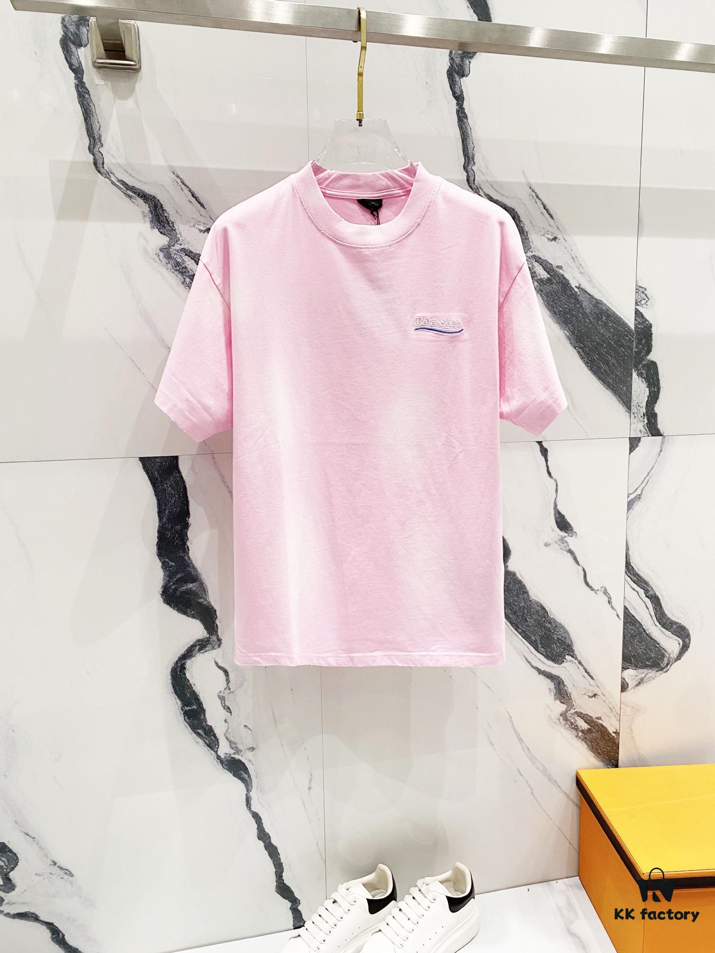 BALENCIAGA 320g Washed Short Sleeve T-Shirt with Wavy Coca-Cola Embroidery and Logo Design