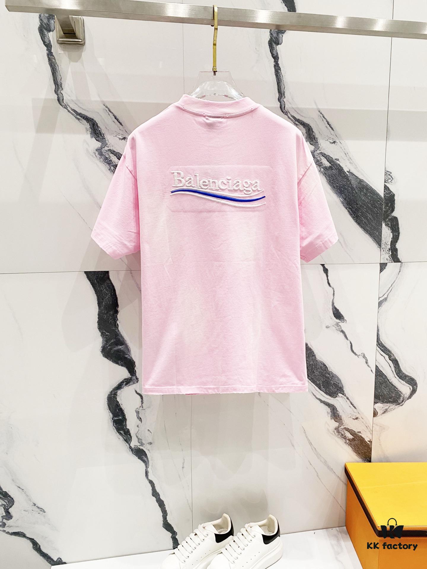 BALENCIAGA 320g Washed Short Sleeve T-Shirt with Wavy Coca-Cola Embroidery and Logo Design