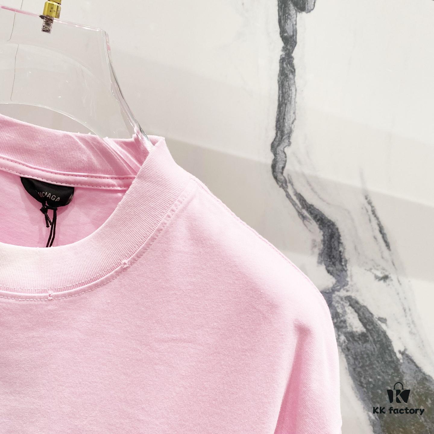 BALENCIAGA 320g Washed Short Sleeve T-Shirt with Wavy Coca-Cola Embroidery and Logo Design