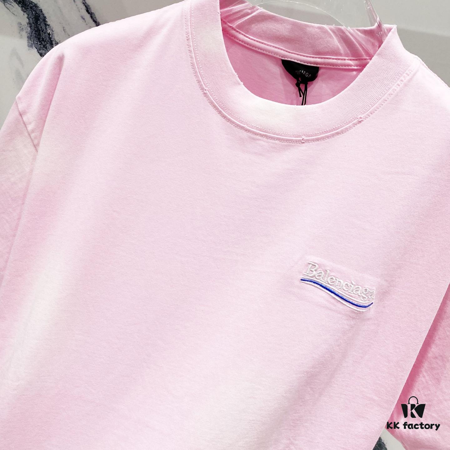 BALENCIAGA 320g Washed Short Sleeve T-Shirt with Wavy Coca-Cola Embroidery and Logo Design