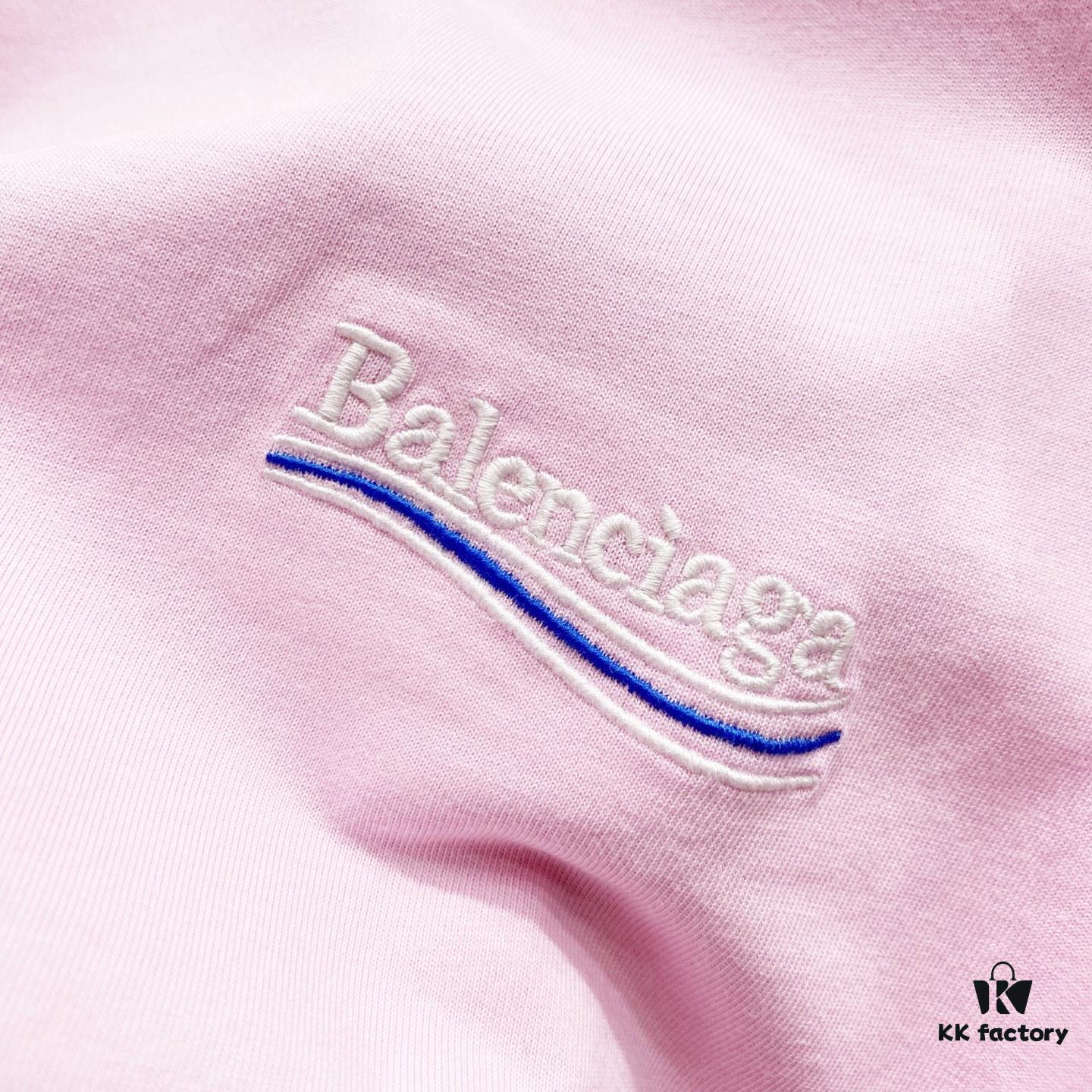 BALENCIAGA 320g Washed Short Sleeve T-Shirt with Wavy Coca-Cola Embroidery and Logo Design