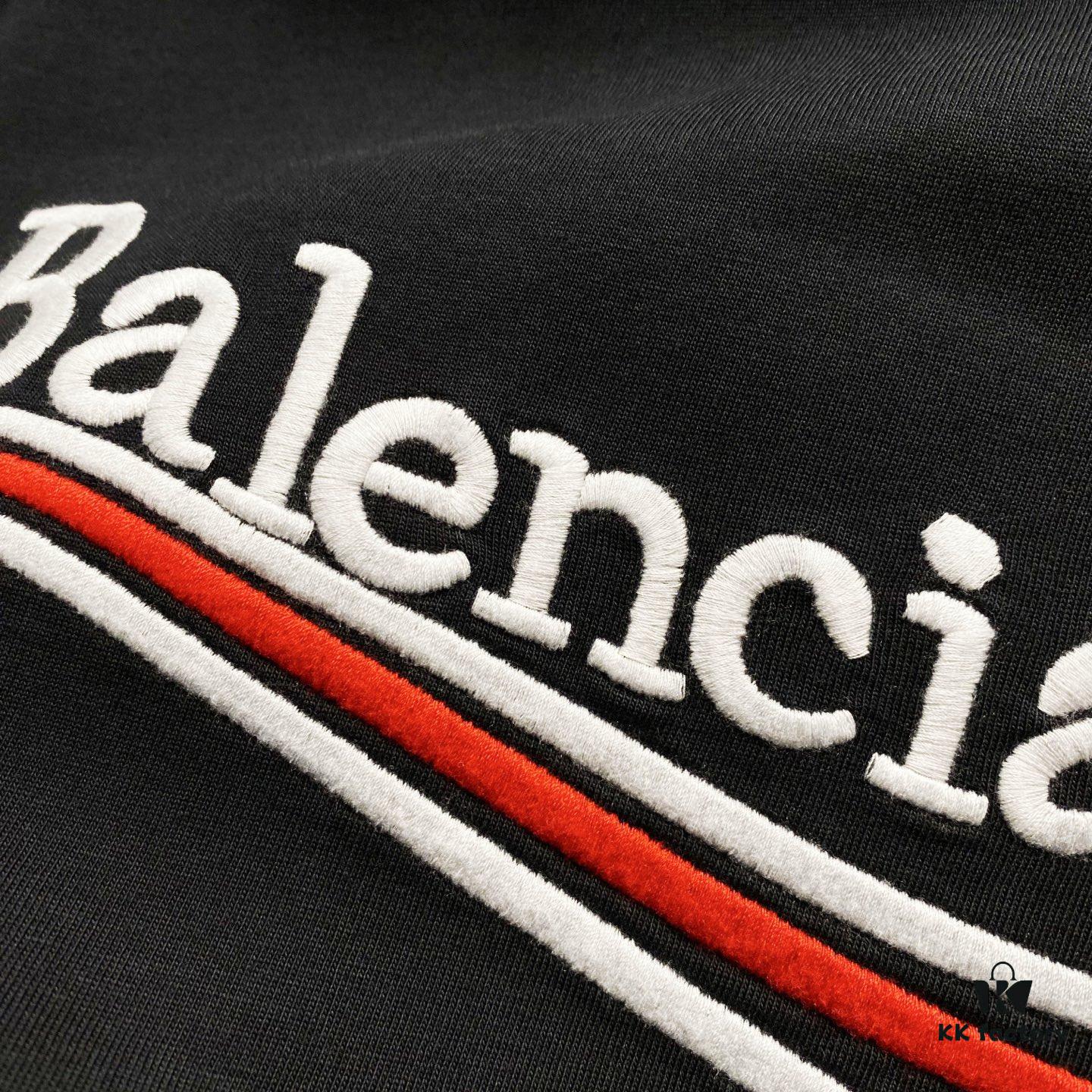 BALENCIAGA 320g Washed Short-Sleeve T-Shirt with Wavy Coke Embroidery and Logo Design