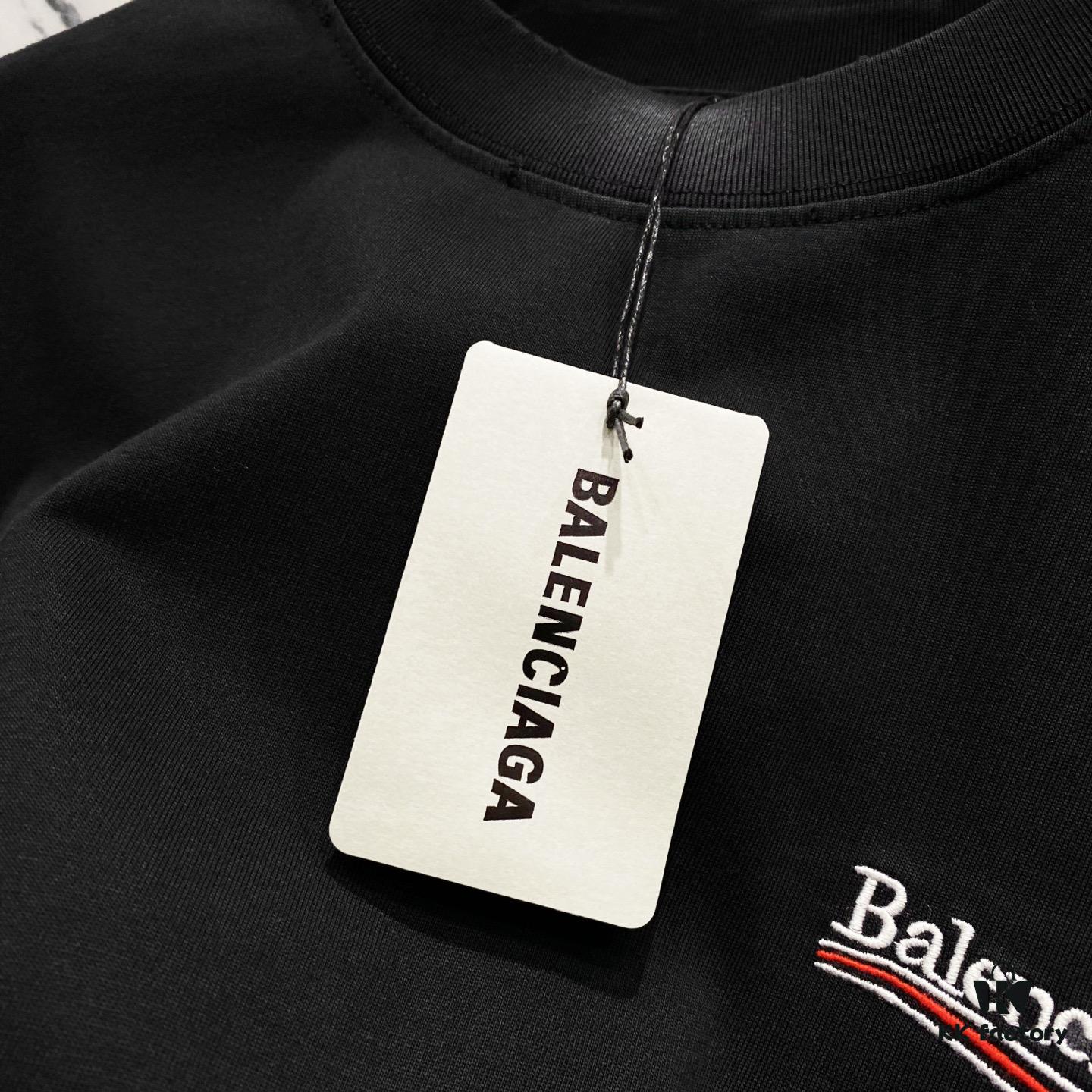 BALENCIAGA 320g Washed Short-Sleeve T-Shirt with Wavy Coke Embroidery and Logo Design