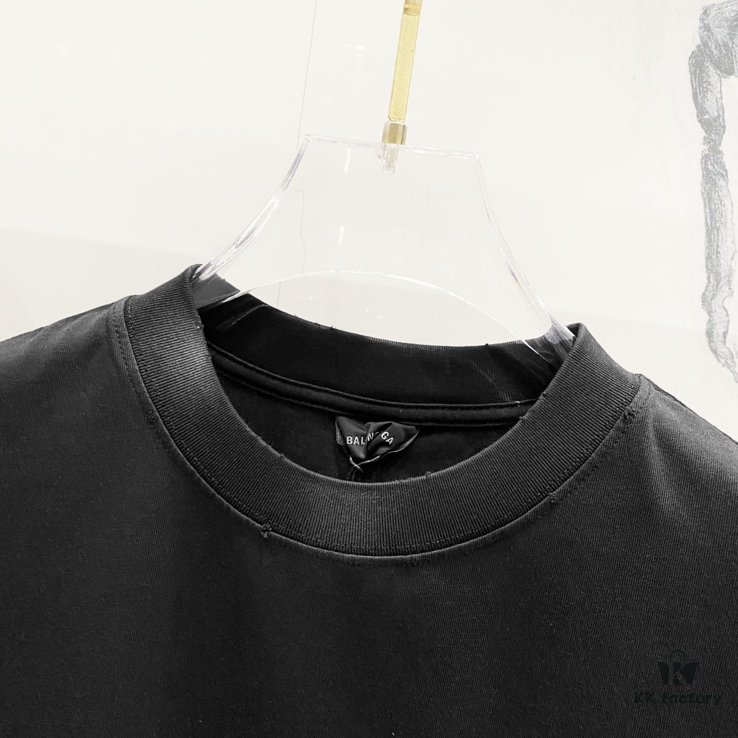 BALENCIAGA 320g Washed Short-Sleeve T-Shirt with Wavy Coke Embroidery and Logo Design