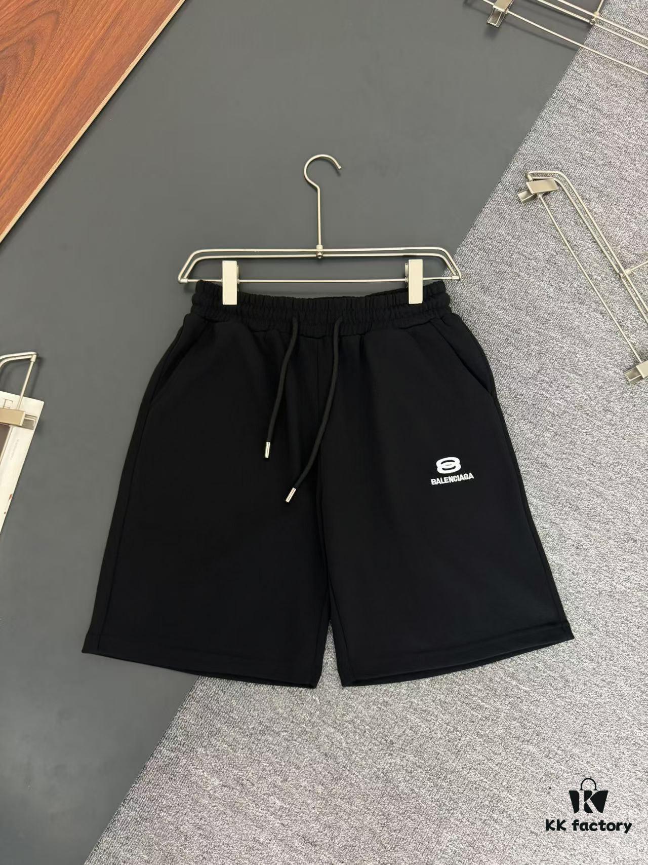 Balenciaga 400g Heavyweight Cotton Loose Casual Shorts with Embroidered Logo Design