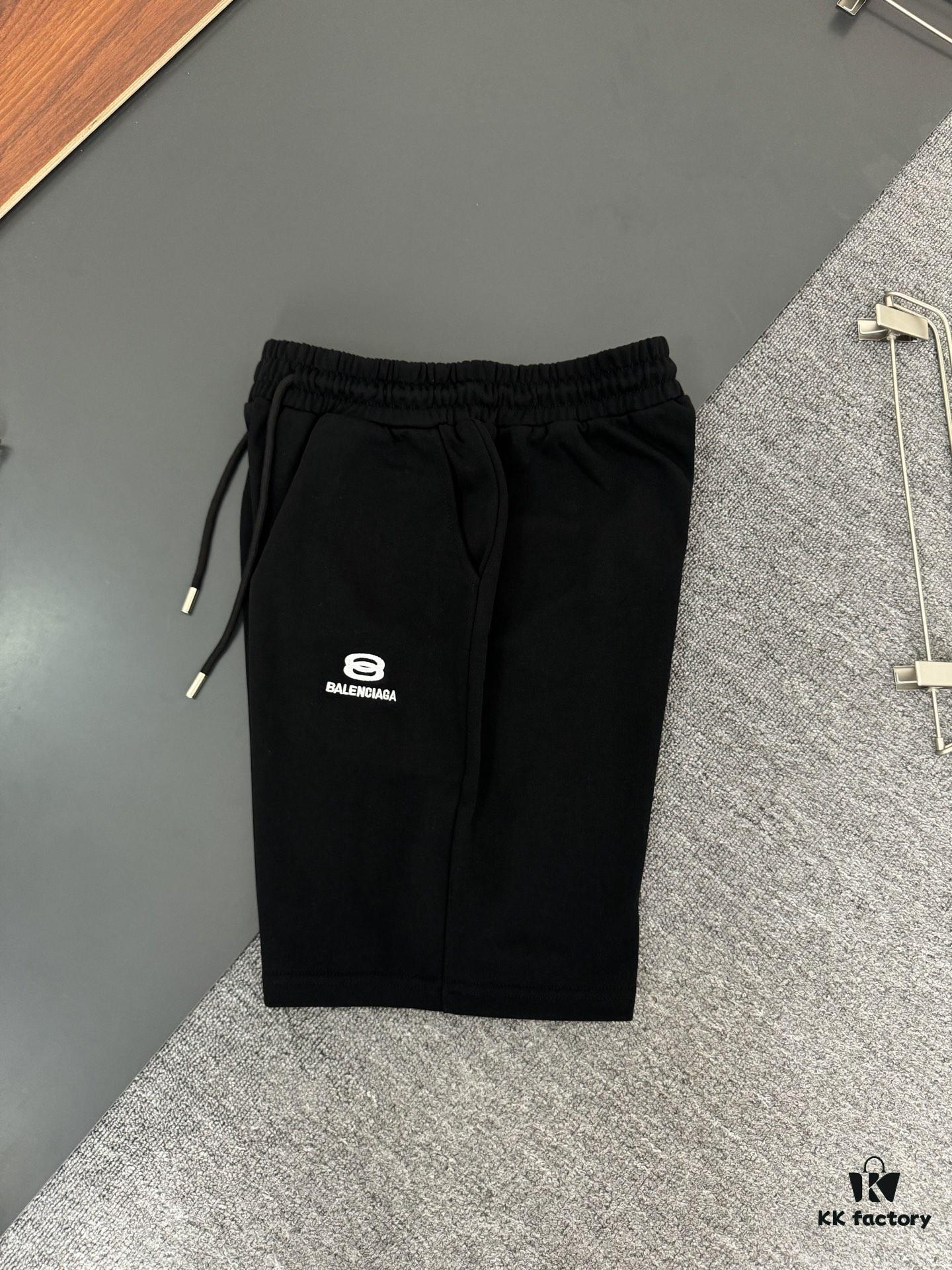 Balenciaga 400g Heavyweight Cotton Loose Casual Shorts with Embroidered Logo Design