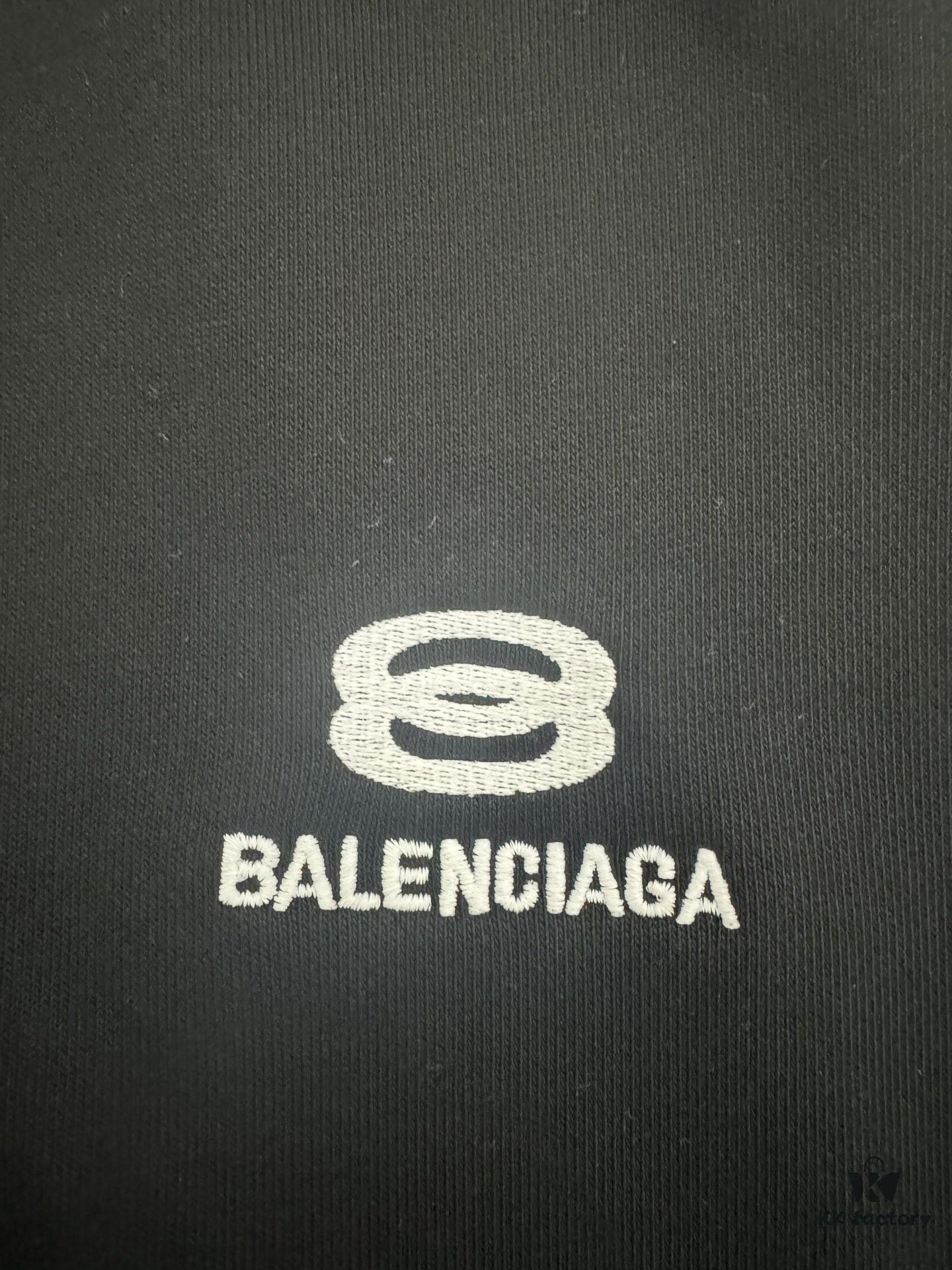 Balenciaga 400g Heavyweight Cotton Loose Casual Shorts with Embroidered Logo Design