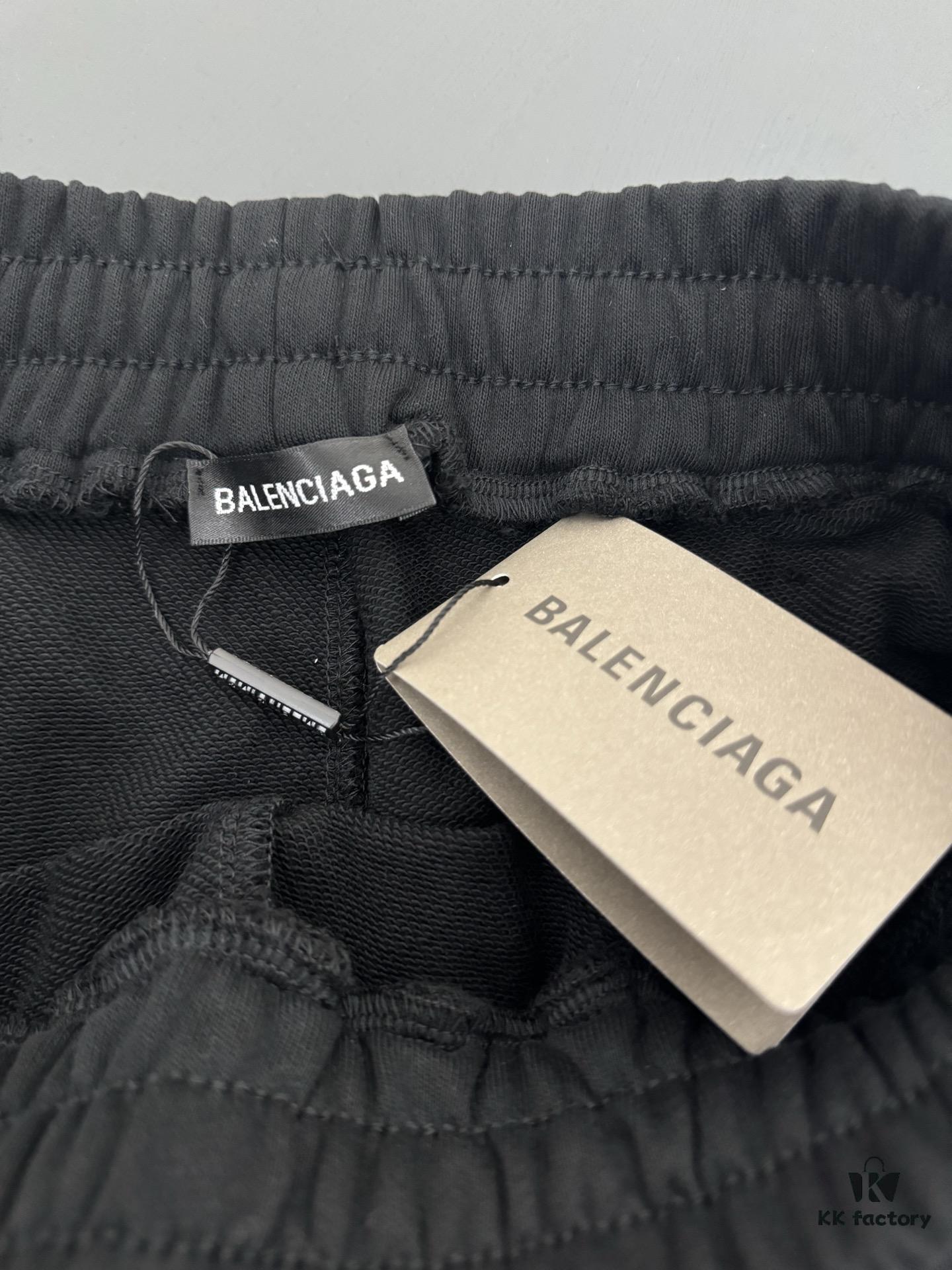 Balenciaga 400g Heavyweight Cotton Loose Casual Shorts with Embroidered Logo Design