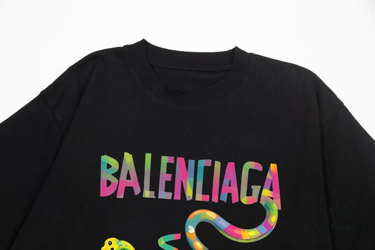 BALENCIAGA* Balenciaga* Loose Fit Printed Logo Short Sleeve T-Shirt for Spring and Summer, Stylish Crew Neck Unisex Cotton Tee
