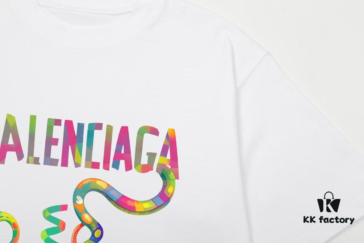 BALENCIAGA*Balenciaga* Loose Fit Printed Logo Short Sleeve T-Shirt for Spring and Summer