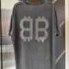 Balenciaga BB Logo Rhinestone Letter Distressed Washed T-Shirt, Premium Version (Different from Standard Stock), 250g Fabric, Multi-Tear and Ripped Wash Treatment, High-Brightness Imported Australian Rhinestones, Heat-Pressed for Durability, Loose Fit Unisex Short Sleeve Tee