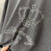 Balenciaga Crown BB Logo Rhinestone Embellished Distressed Washed T-Shirt, Premium Version (Different from Standard Stock), 250g Fabric with Multi-Tear and Cut-Out Wash Treatment, Imported Australian Rhinestones, Heat-Pressed for Durability, High Shine, Loose Fit Unisex Design