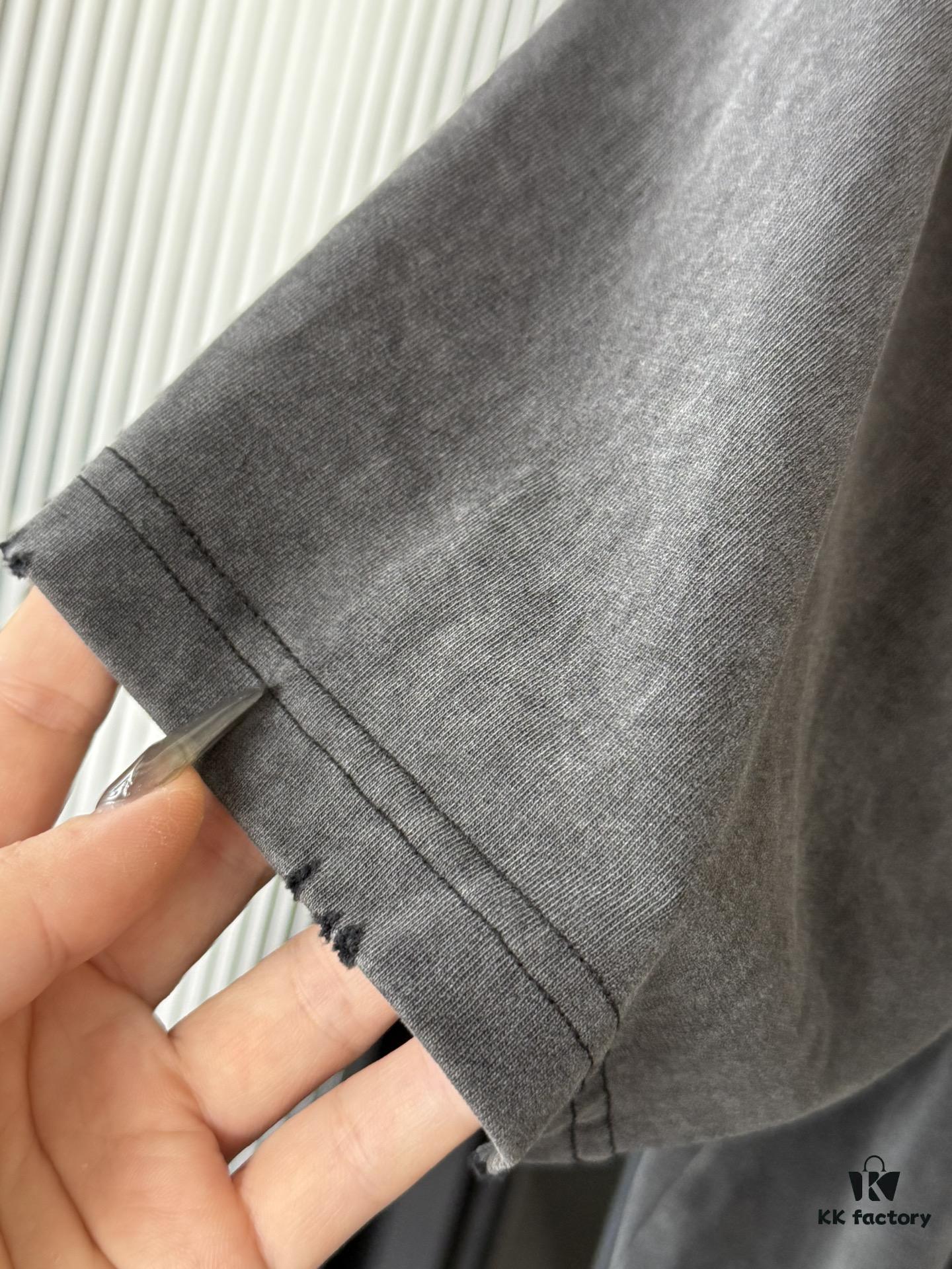 Balenciaga Crown BB Logo Rhinestone Embellished Distressed Washed T-Shirt, Premium Version (Different from Standard Stock), 250g Fabric with Multi-Tear and Cut-Out Wash Treatment, Imported Australian Rhinestones, Heat-Pressed for Durability, High Shine, Loose Fit Unisex Design