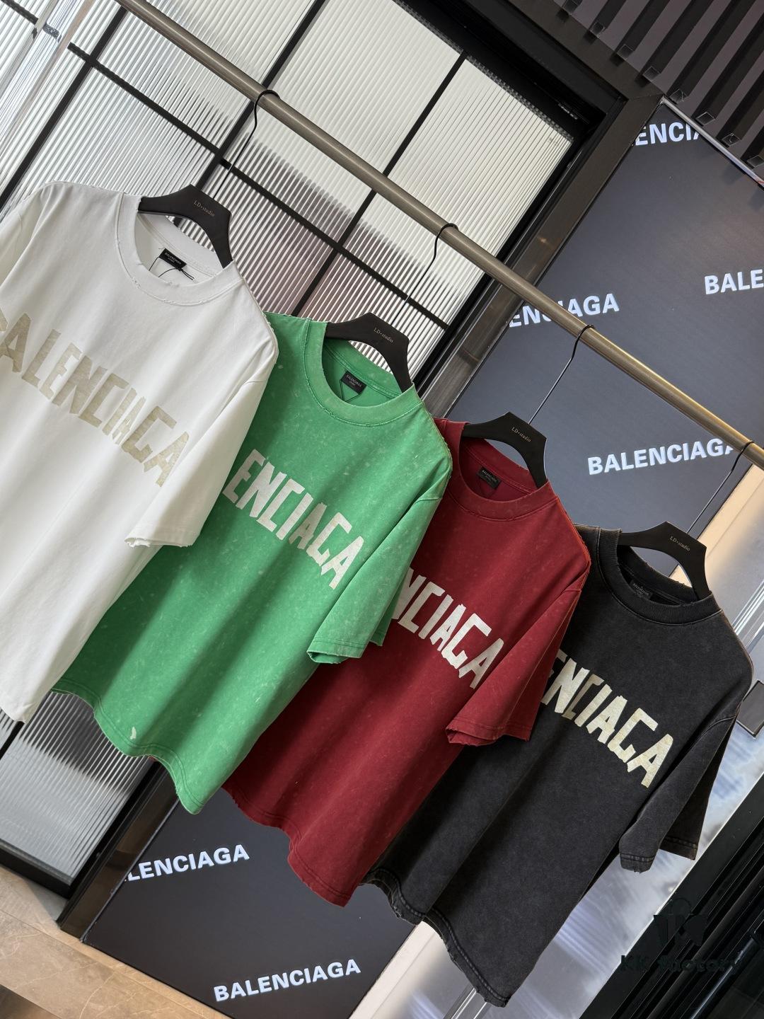 Balenciaga Top Version Washi Tape Yellow Tape Snowflake Unisex Short Sleeve T-Shirt