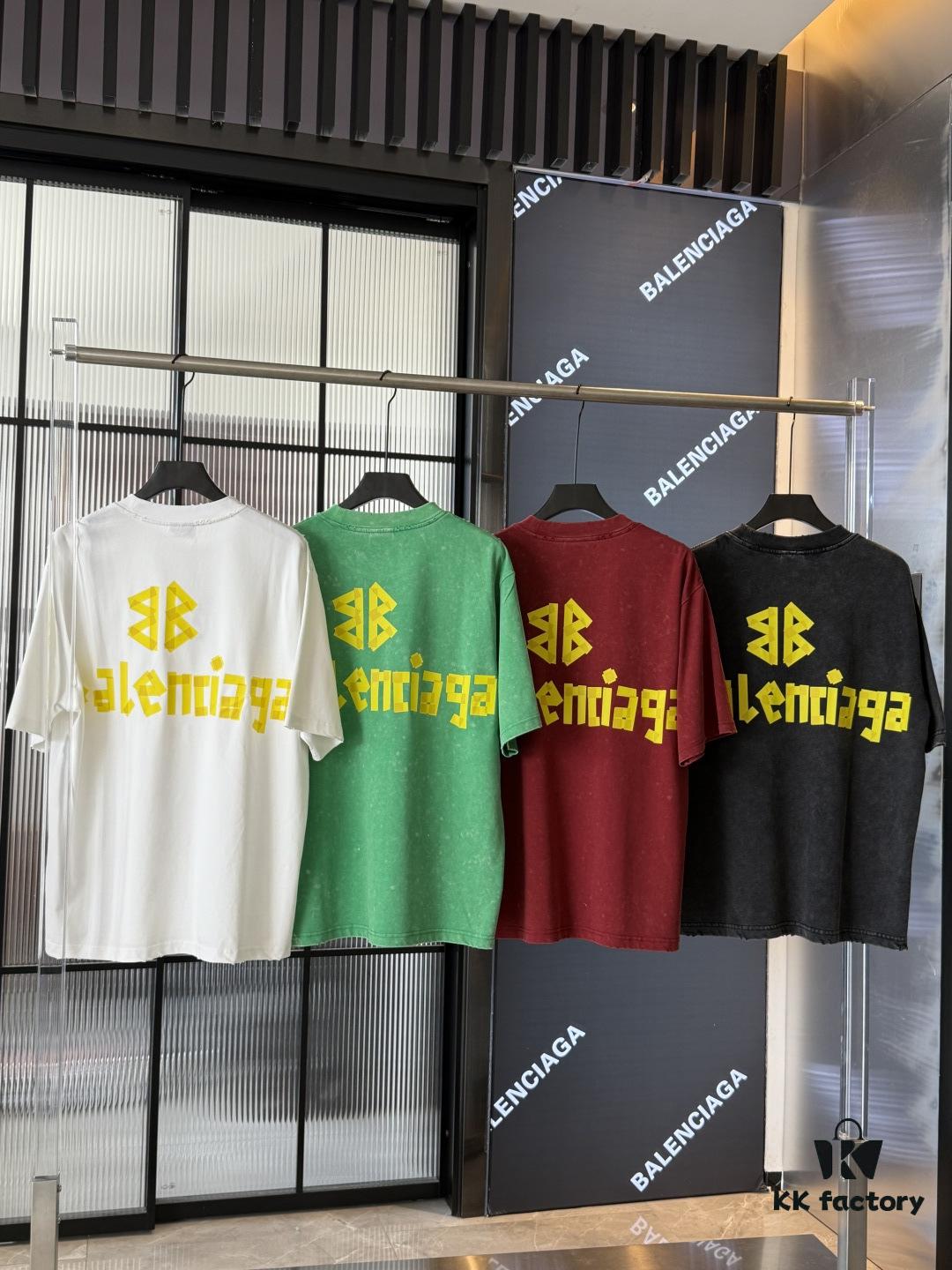 Balenciaga Top Version Washi Tape Yellow Tape Snowflake Unisex Short Sleeve T-Shirt