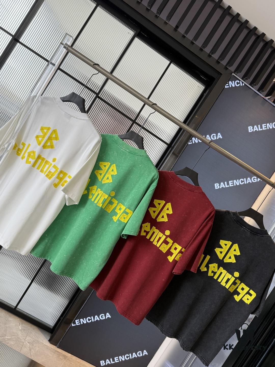 Balenciaga Top Version Washi Tape Yellow Tape Snowflake Unisex Short Sleeve T-Shirt