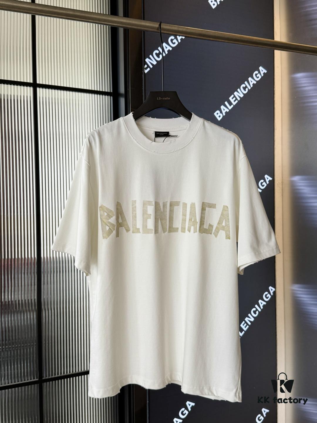 Balenciaga Top Version Washi Tape Yellow Tape Snowflake Unisex Short Sleeve T-Shirt