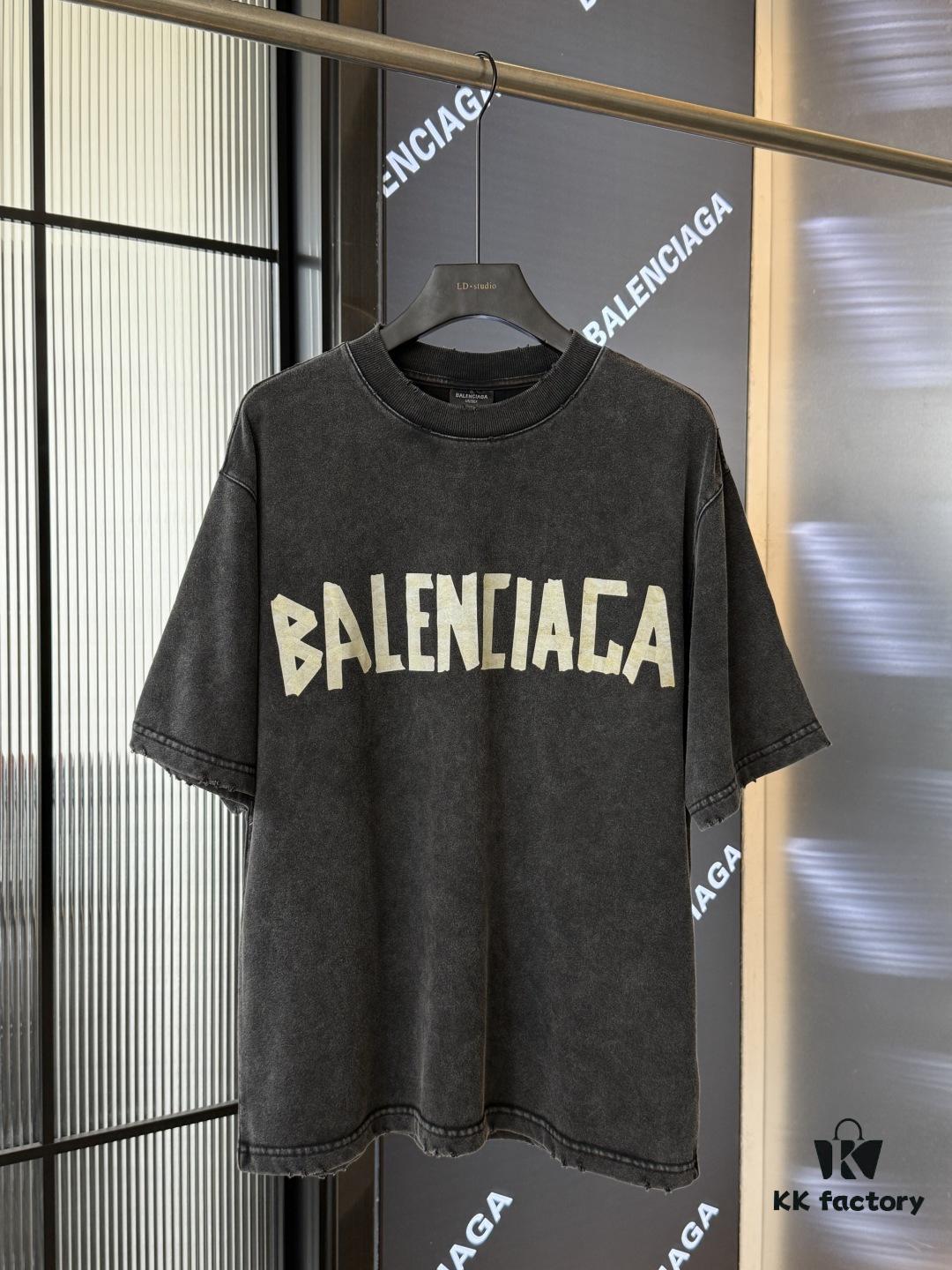 Balenciaga Top Version Washi Tape Yellow Tape Snowflake Unisex Short Sleeve T-Shirt