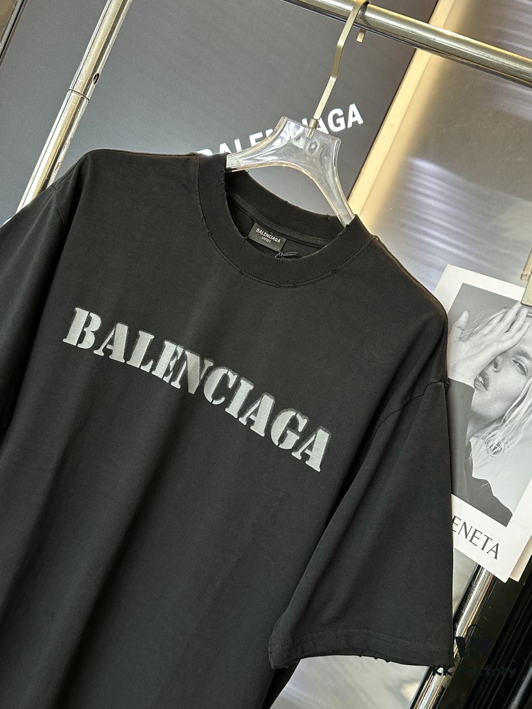 25SS Balenciaga · Distressed Vintage Letter Print Short Sleeve T-Shirt (Top-Tier Version, Distinguished from Generic Copies)