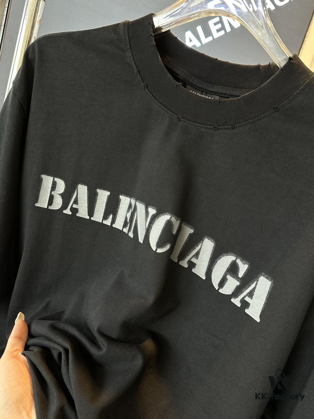 25SS Balenciaga · Distressed Vintage Letter Print Short Sleeve T-Shirt (Top-Tier Version, Distinguished from Generic Copies)