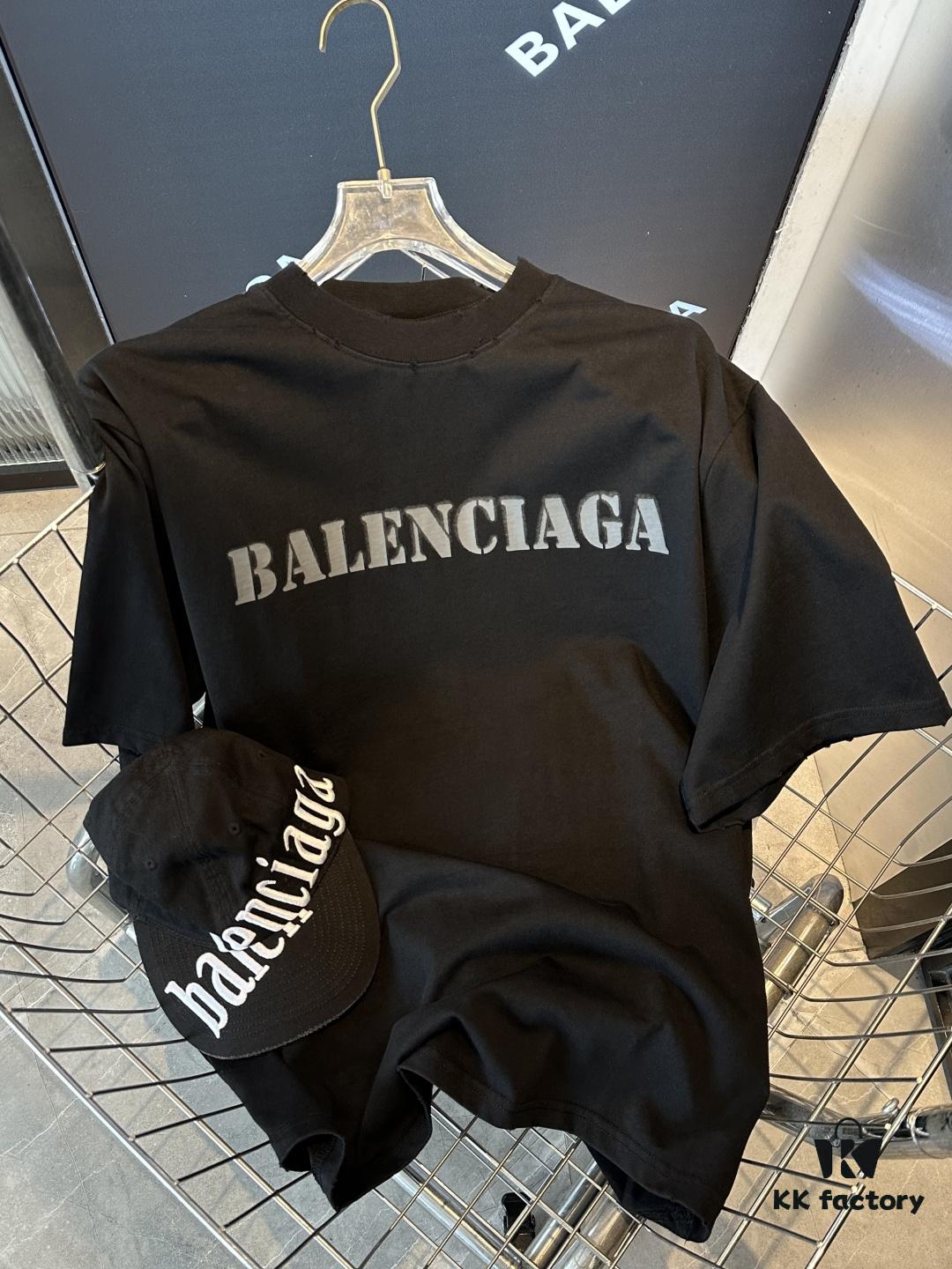25SS Balenciaga · Distressed Vintage Letter Print Short Sleeve T-Shirt (Top-Tier Version, Distinguished from Generic Copies)