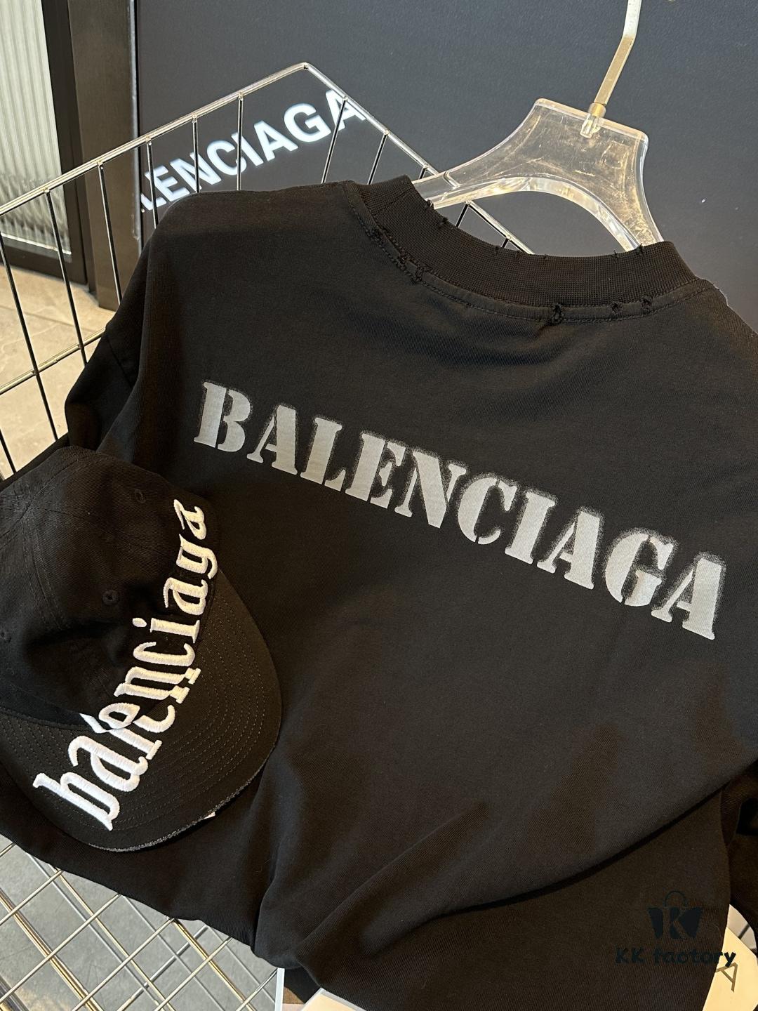 25SS Balenciaga · Distressed Vintage Letter Print Short Sleeve T-Shirt (Top-Tier Version, Distinguished from Generic Copies)