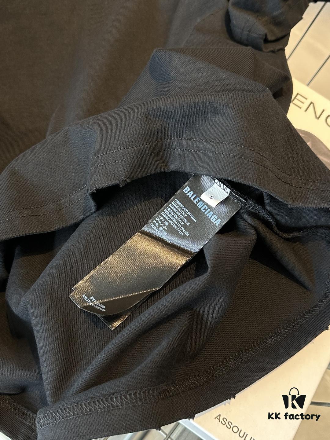 25SS Balenciaga · Distressed Vintage Letter Print Short Sleeve T-Shirt (Top-Tier Version, Distinguished from Generic Copies)