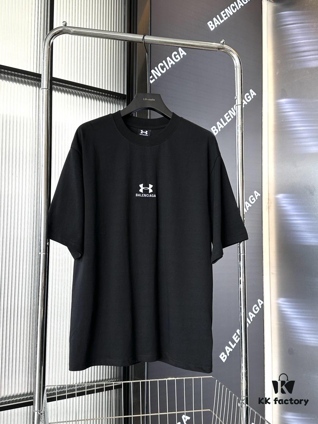 25SS Balenciaga x UA Collaboration Embroidered Round-Neck Casual Short-Sleeve T-Shirt (Top-Tier Version, Distinguished from Standard Market Versions)
