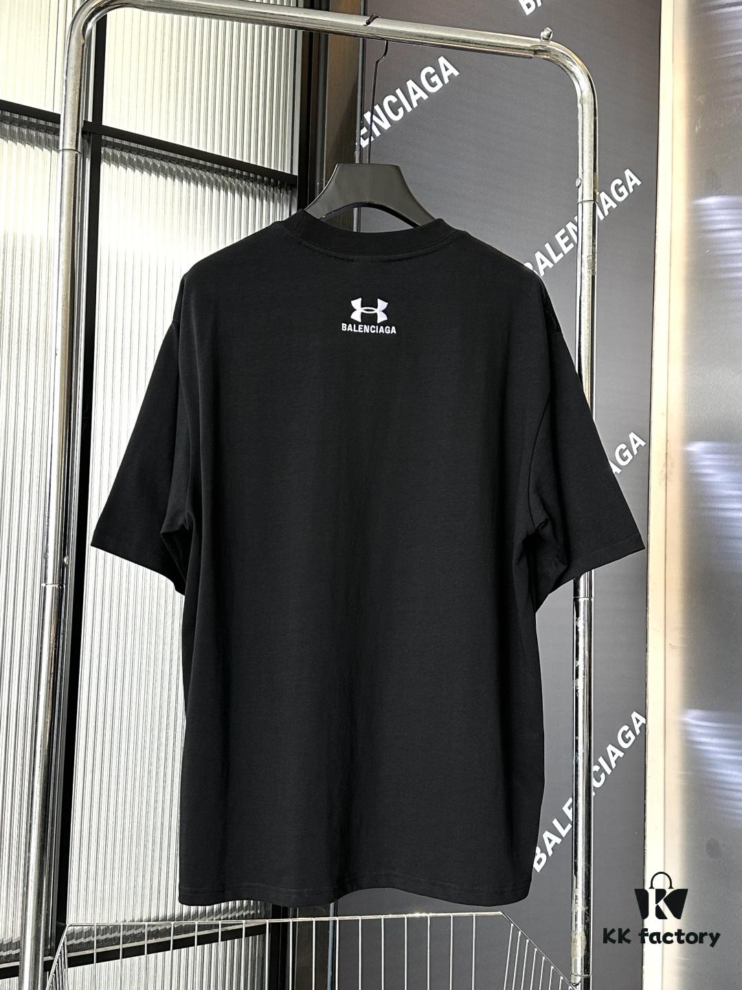 25SS Balenciaga x UA Collaboration Embroidered Round-Neck Casual Short-Sleeve T-Shirt (Top-Tier Version, Distinguished from Standard Market Versions)