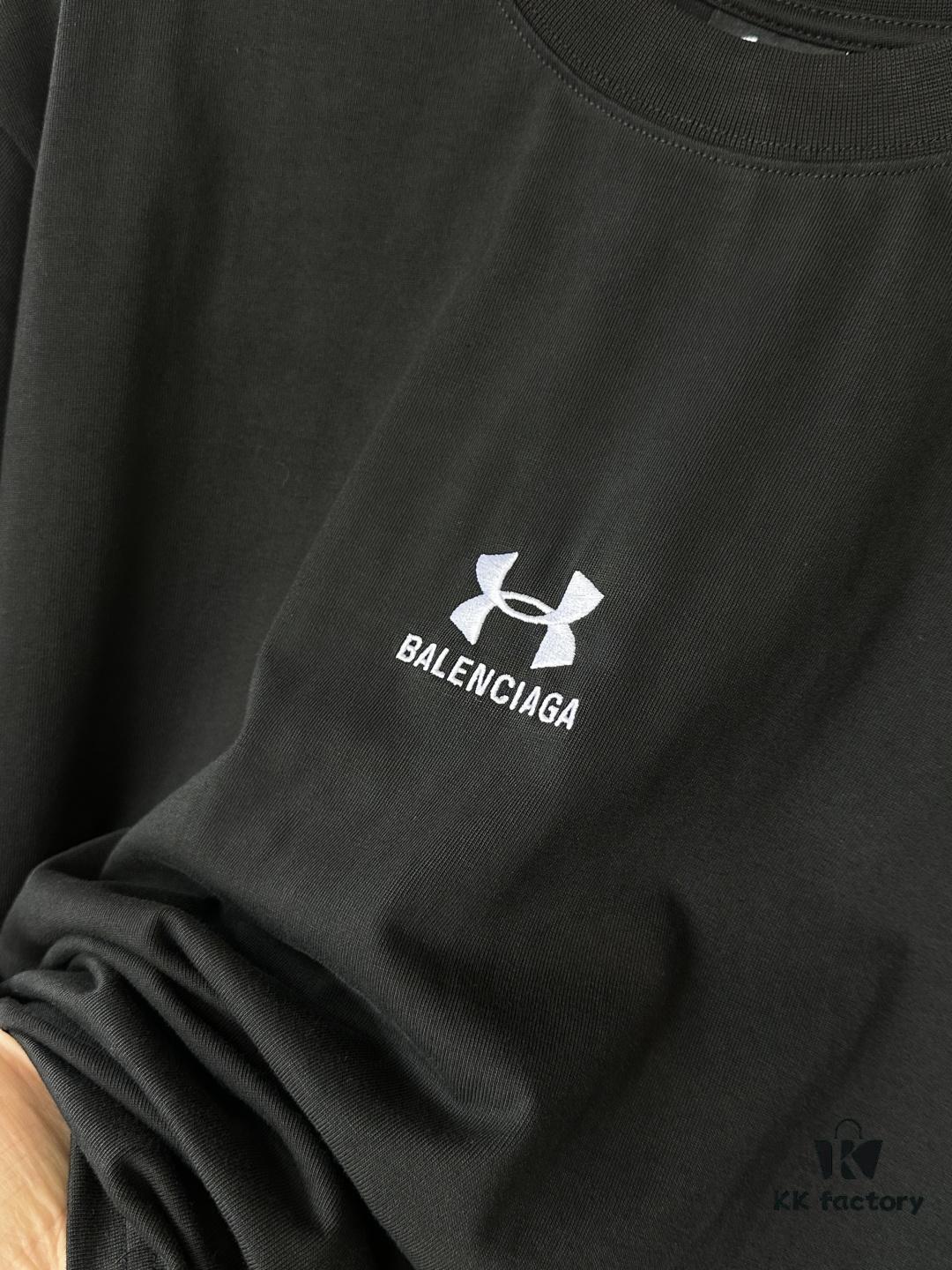 25SS Balenciaga x UA Collaboration Embroidered Round-Neck Casual Short-Sleeve T-Shirt (Top-Tier Version, Distinguished from Standard Market Versions)