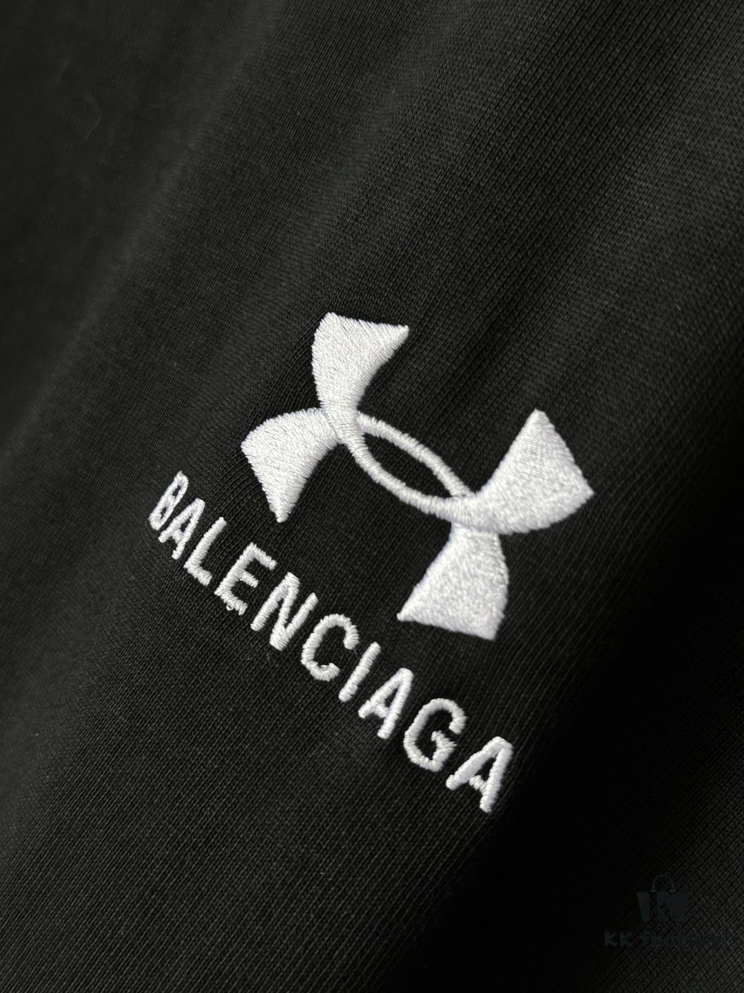 25SS Balenciaga x UA Collaboration Embroidered Round-Neck Casual Short-Sleeve T-Shirt (Top-Tier Version, Distinguished from Standard Market Versions)