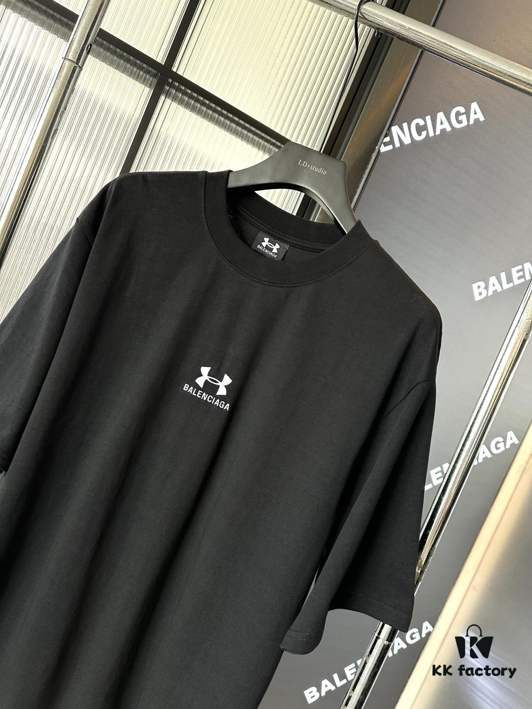 25SS Balenciaga x UA Collaboration Embroidered Round-Neck Casual Short-Sleeve T-Shirt (Top-Tier Version, Distinguished from Standard Market Versions)