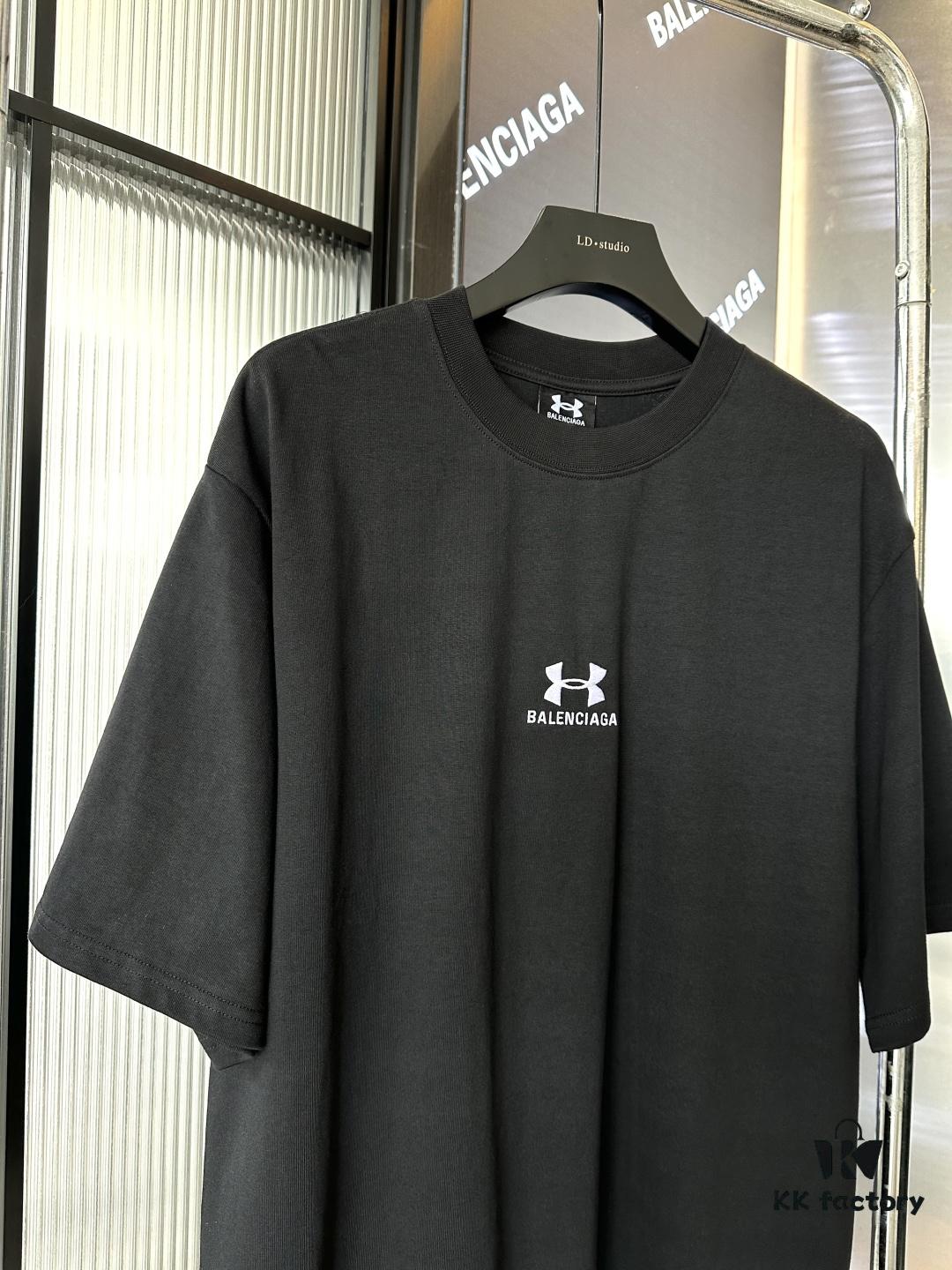 25SS Balenciaga x UA Collaboration Embroidered Round-Neck Casual Short-Sleeve T-Shirt (Top-Tier Version, Distinguished from Standard Market Versions)