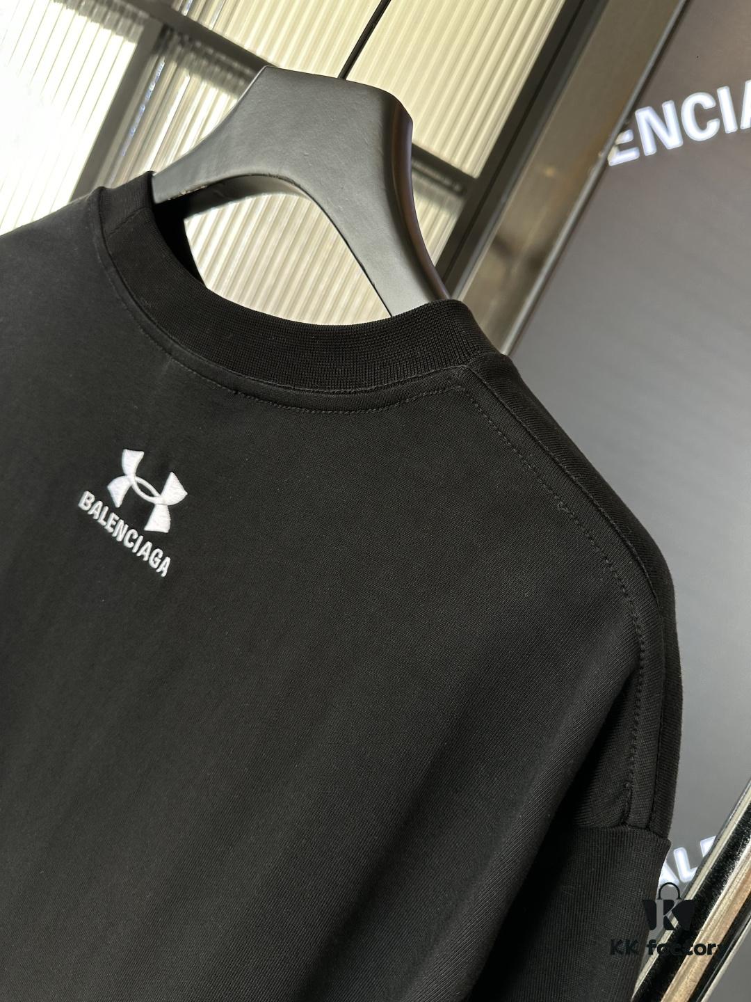 25SS Balenciaga x UA Collaboration Embroidered Round-Neck Casual Short-Sleeve T-Shirt (Top-Tier Version, Distinguished from Standard Market Versions)