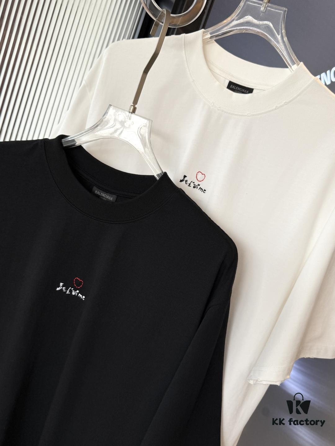 25SS Balenciaga Valentine's Day Limited Edition Embroidered Heart Couple T-Shirt (Valentine's 520 Qixi Essential)