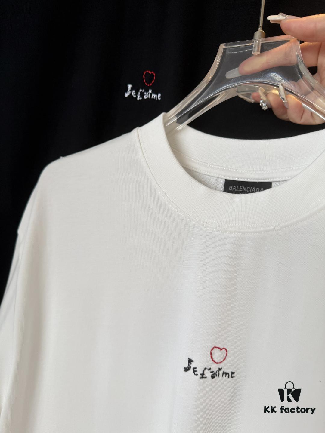 25SS Balenciaga Valentine's Day Limited Edition Embroidered Heart Couple T-Shirt (Valentine's 520 Qixi Essential)