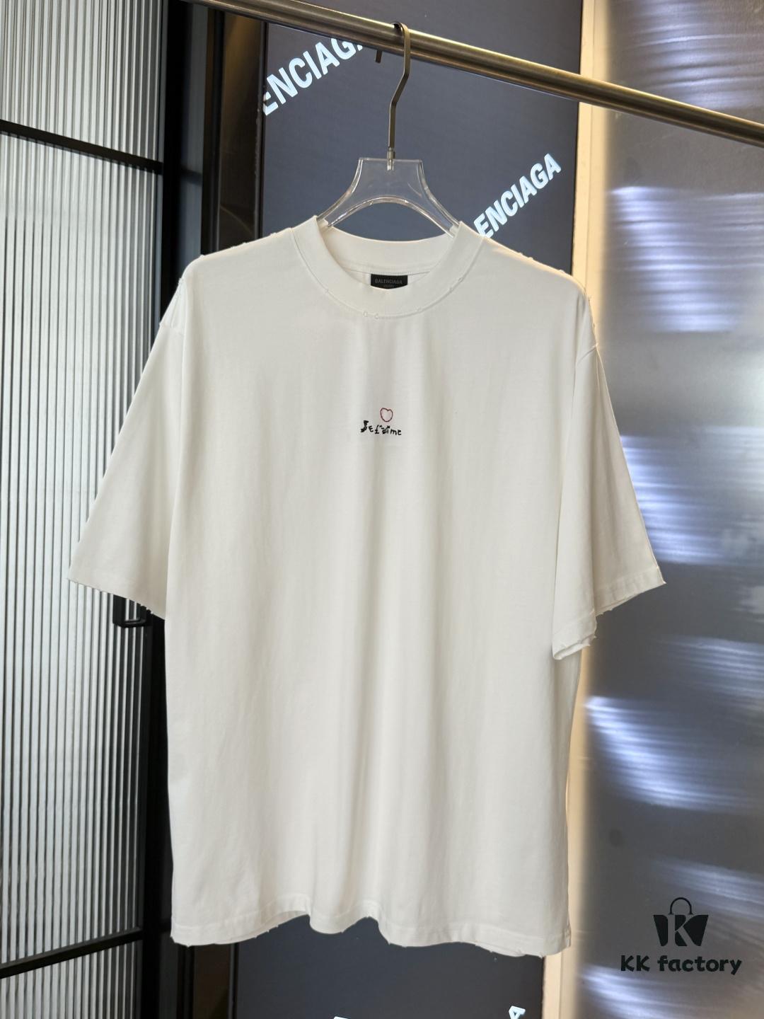 25SS Balenciaga Valentine's Day Limited Edition Embroidered Heart Couple T-Shirt (Valentine's 520 Qixi Essential)