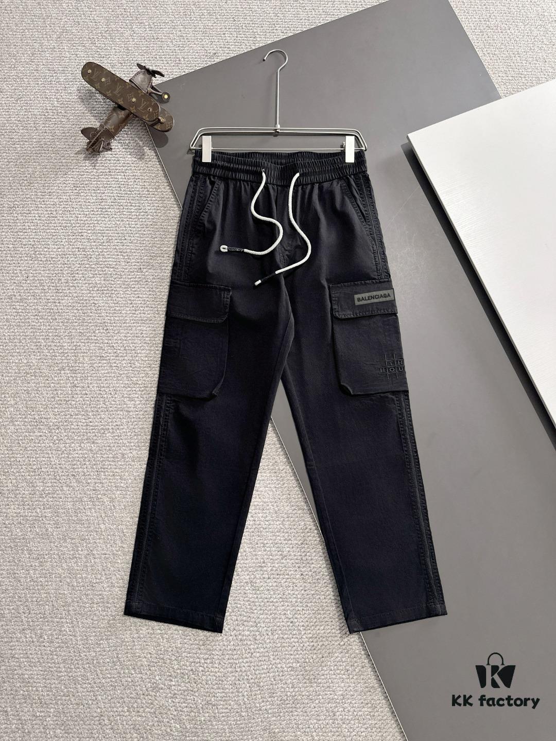 Balenciaga 2025 Spring/Summer New Elastic Waist Casual Pants, Lightweight Custom Counter Fabric, Highly Breathable and Comfortable, Exquisite Details, Brand-Inspired Design Concept Reflecting High Quality, Soft and Smooth Touch
