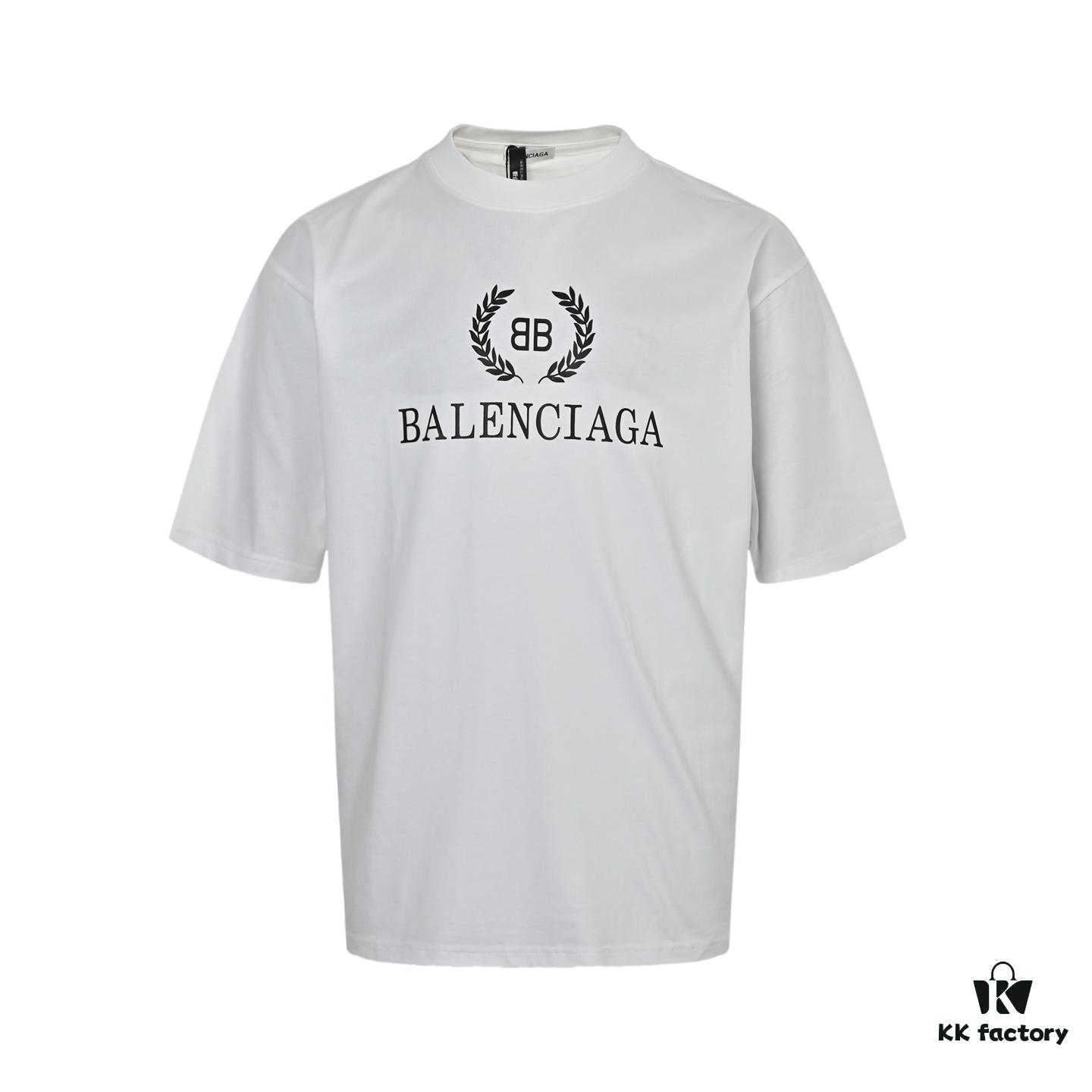 Balenciaga Wheat Logo Print Short-Sleeve T-Shirt