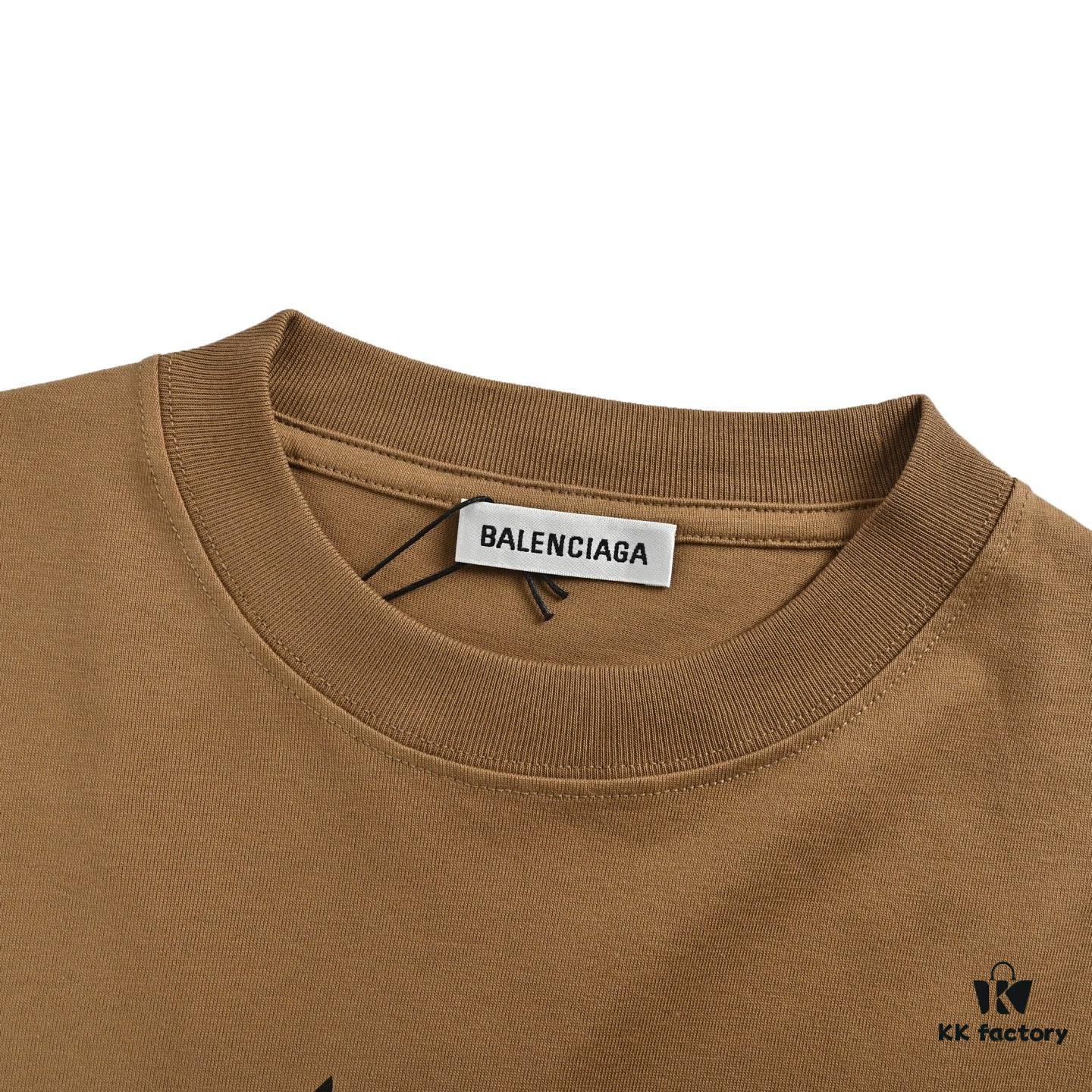Balenciaga Wheat Logo Print Short-Sleeve T-Shirt