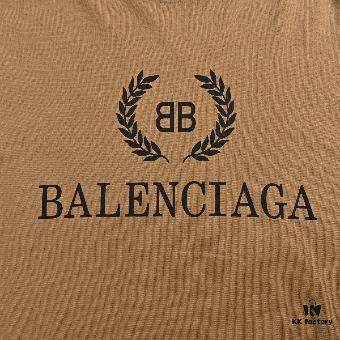 Balenciaga Wheat Logo Print Short-Sleeve T-Shirt