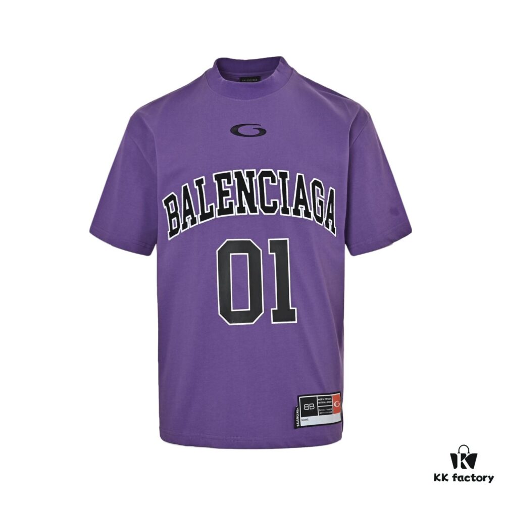 Balenciaga New Embroidered 01 Basketball Short Sleeve T-Shirt