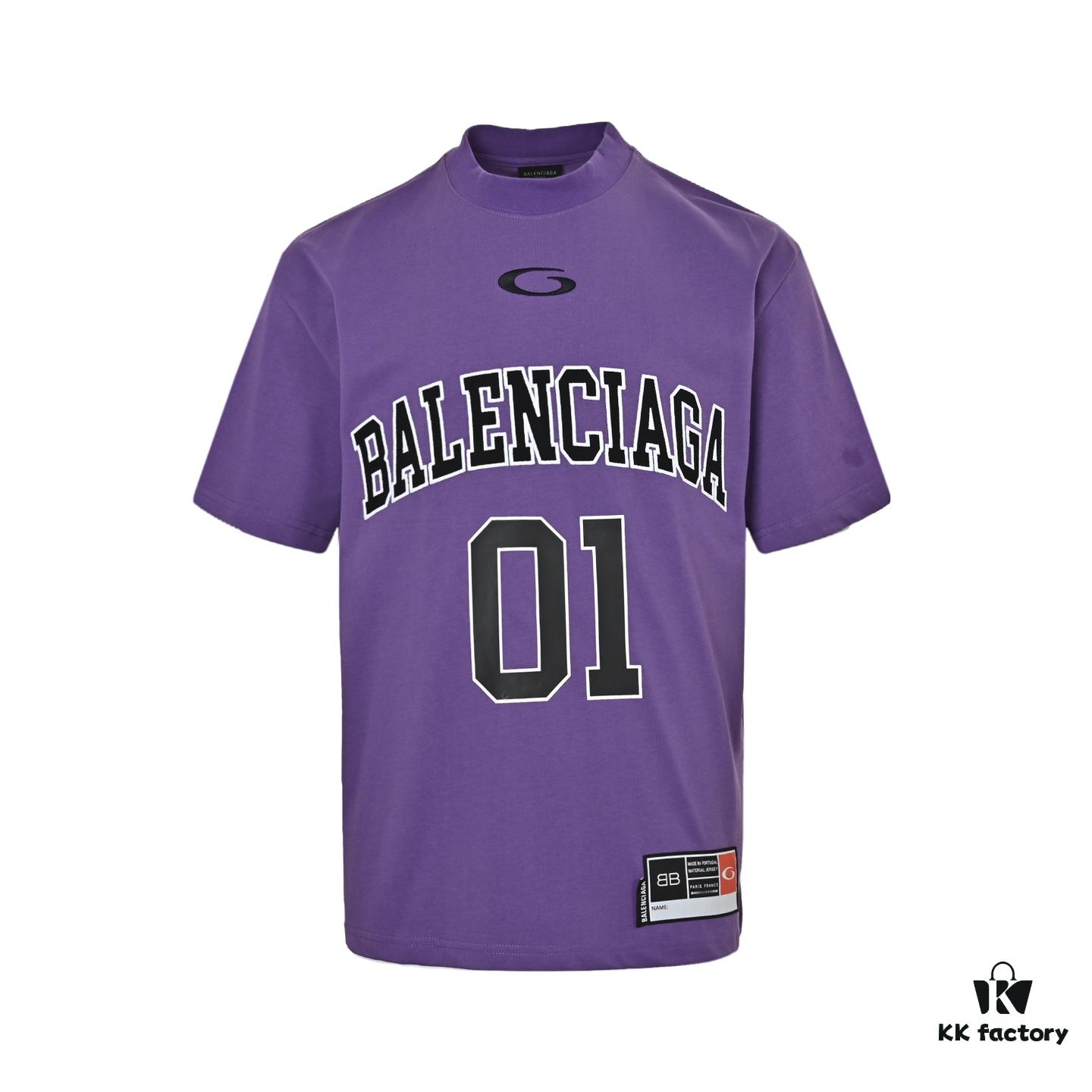 Balenciaga New Embroidered 01 Basketball Short Sleeve T-Shirt
