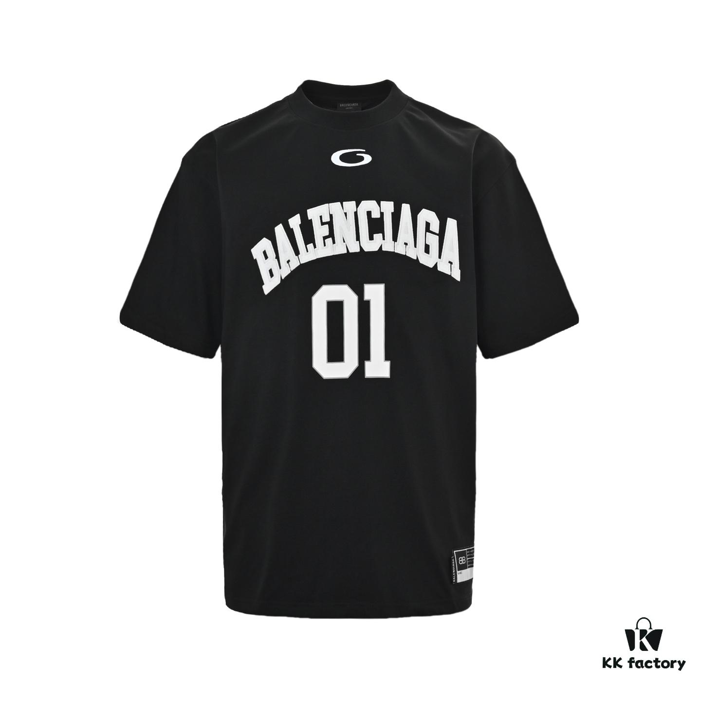 Balenciaga 25SS Basketball Embroidered No.1 Print Short Sleeve T-Shirt