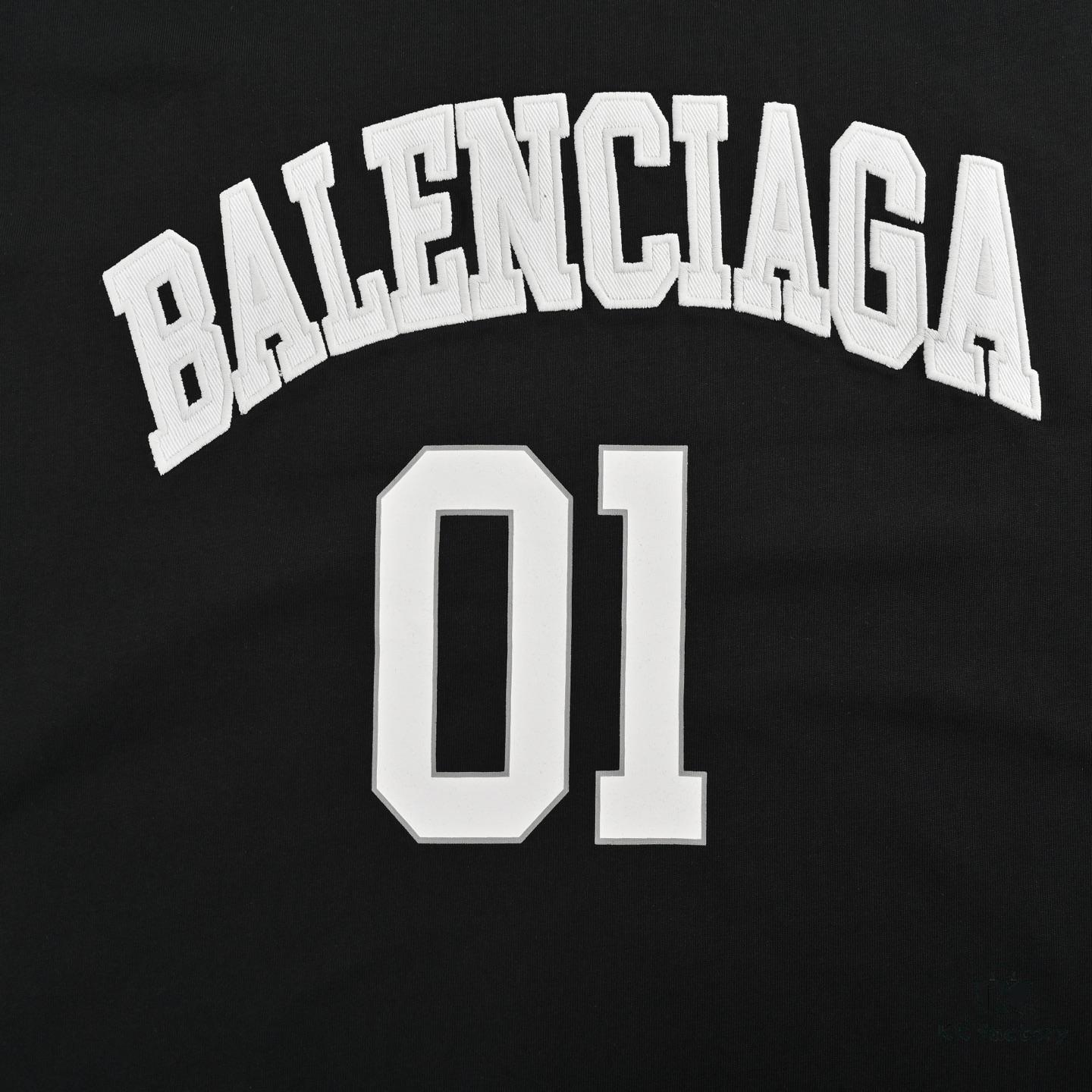 Balenciaga 25SS Basketball Embroidered No.1 Print Short Sleeve T-Shirt